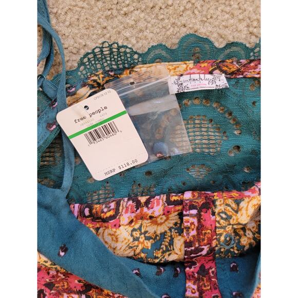 NWT Intimately Free People Morning Song Jade Teal Printed Boho Slip Dress Size L - Picture 4 of 7